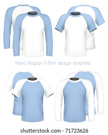 Vector illustration. Men's raglan t-shirt design template (front & back).