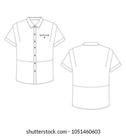 Vector illustration of men's shirt. Front and back