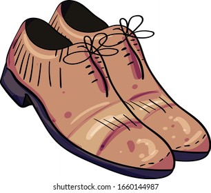 Vector illustration of mens shoes 20s-30s of the last century. Retro illustration