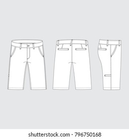 Vector illustration of men's shorts. Front and back