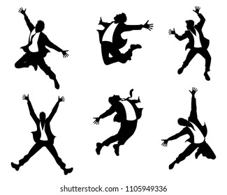 Vector illustration of men's silhouettes in a jump