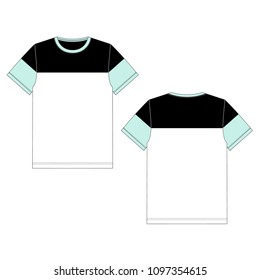Vector illustration of men's T-shirt. Front and back