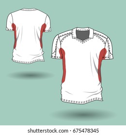 Vector illustration of men's and women's t-shirt. Sport clothes. Front and back views