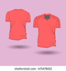 Vector illustration of men's and women's t-shirt. Sport clothes. Front and back views