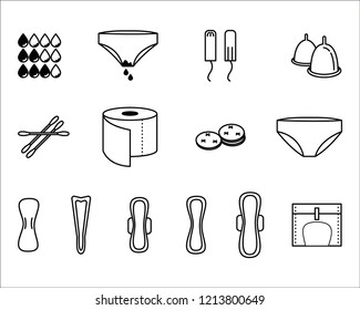 Vector illustration of menstruation icon set