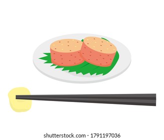 Vector illustration of Mentaiko. Japanese traditional food.