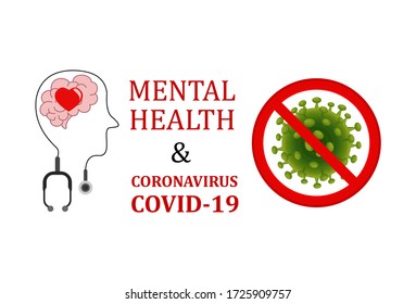 Vector illustration of Mental health and Coronavirus covid-19 icon.