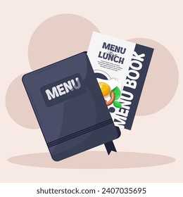 Vector illustration menu book with paper menu lunch