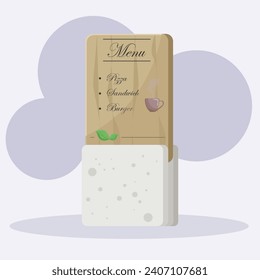Vector illustration menu book with rocks ornament