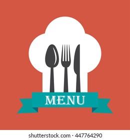 vector illustration of menu cover with spoon, fork and knife. EPS