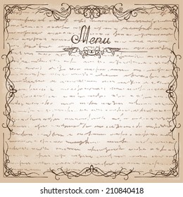 Vector illustration of menu. Retro vintage style.