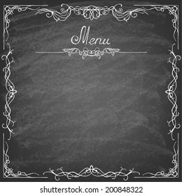 Vector illustration of menu written on chalkboard. Retro vintage style.