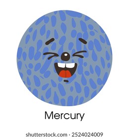 Vector illustration of the mercury with a face on a white background