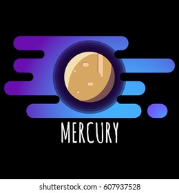 Vector illustration of Mercury planet. Flat designed solar system body.