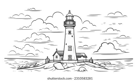 Vector Illustration, Illustration of Mercusuar, Flat Illustration