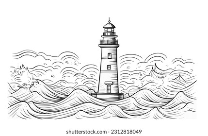 Vector Illustration, Illustration of Mercusuar, Flat Illustration