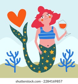 Vector illustration and mermaid