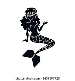 Vector illustration of mermaid and girl symbol. Collection of mermaid and fantasy stock symbol for web.