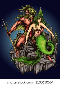 vector illustration mermaid 