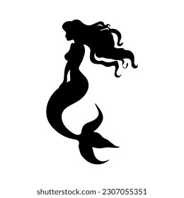 Vector illustration. Mermaid silhouette. Girl with a fishtail.