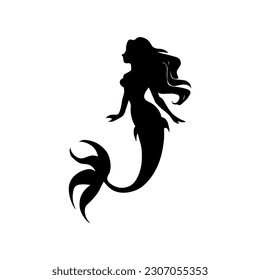 Vector illustration. Mermaid silhouette. Girl with a fishtail.