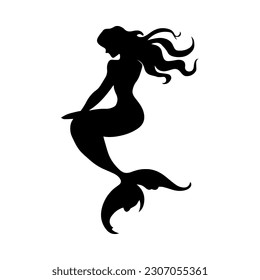 Vector illustration. Mermaid silhouette. Girl with a fishtail.