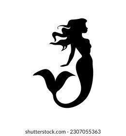 Vector illustration. Mermaid silhouette. Girl with a fishtail.