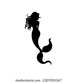 Vector illustration. Mermaid silhouette. Girl with a fishtail.
