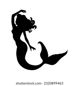 Vector illustration. Mermaid silhouette. Girl with a fishtail.