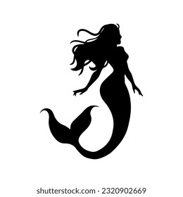 Vector illustration. Mermaid silhouette. Girl with a fishtail.