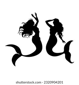 Vector illustration. Mermaid silhouette. Girl with a fishtail.