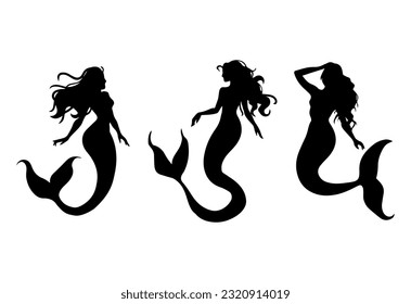 Vector illustration. Mermaid silhouette. Girl with a fishtail.