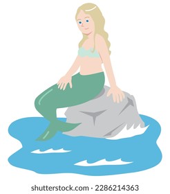 Vector illustration mermaid sitting
