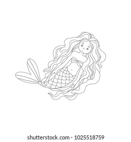 vector illustration. the mermaid swims.
cute mermaid. painted. draw.
doodle. simply. beautiful mermaid.
cartoon character
