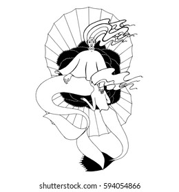 Vector illustration of mermaids