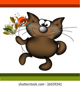 vector illustration of merry cat