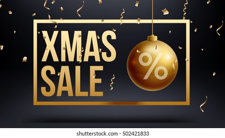 vector illustration of merry christmas 2017 sale gold and black collors place for text christmas balls 2020