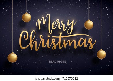 vector illustration of merry Christmas 2018 gold and black collors place for text christmas balls star champagne glass 2019 2020