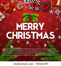 Vector illustration of Merry christmas background with christmas elements