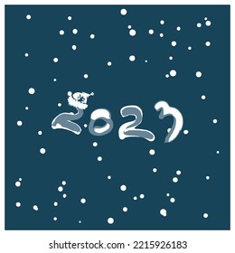 Vector illustration. Merry christmas card, new year, numbers. Wintertime background