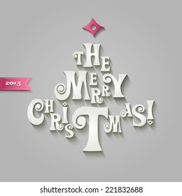 Vector illustration Merry Christmas card tree decoration.
