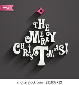 Vector illustration Merry Christmas card tree decoration.