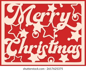 vector illustration of a Merry Christmas card. Layered paper cut Flowers and Butterflies. Paper cut out design. Shadow box style. 3D design.