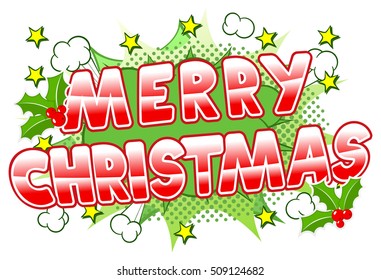 vector illustration of a Merry Christmas comic speech bubble