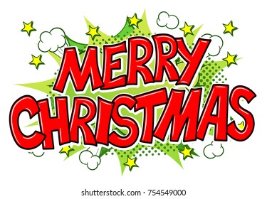 vector illustration of a Merry Christmas comic speech bubble