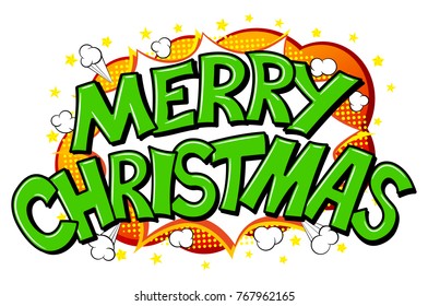 vector illustration of a Merry Christmas comic speech bubble