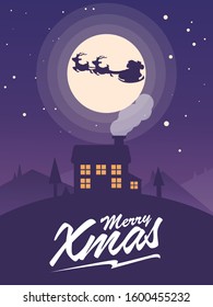 Vector Illustration , Merry Christmas , Flat Cartoon Style