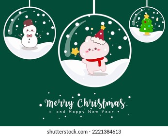 Vector illustration merry christmas frame with christmas balls.