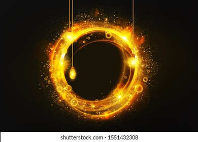 Vector illustration of merry Christmas gold and black colors place for text christmas bow star champagne ribbon flyer brochure - Vector