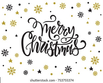 Vector Illustration Merry Christmas Hand Lettering Stock Vector ...